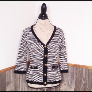CAbi Coco Cardigan Black & White Style #868